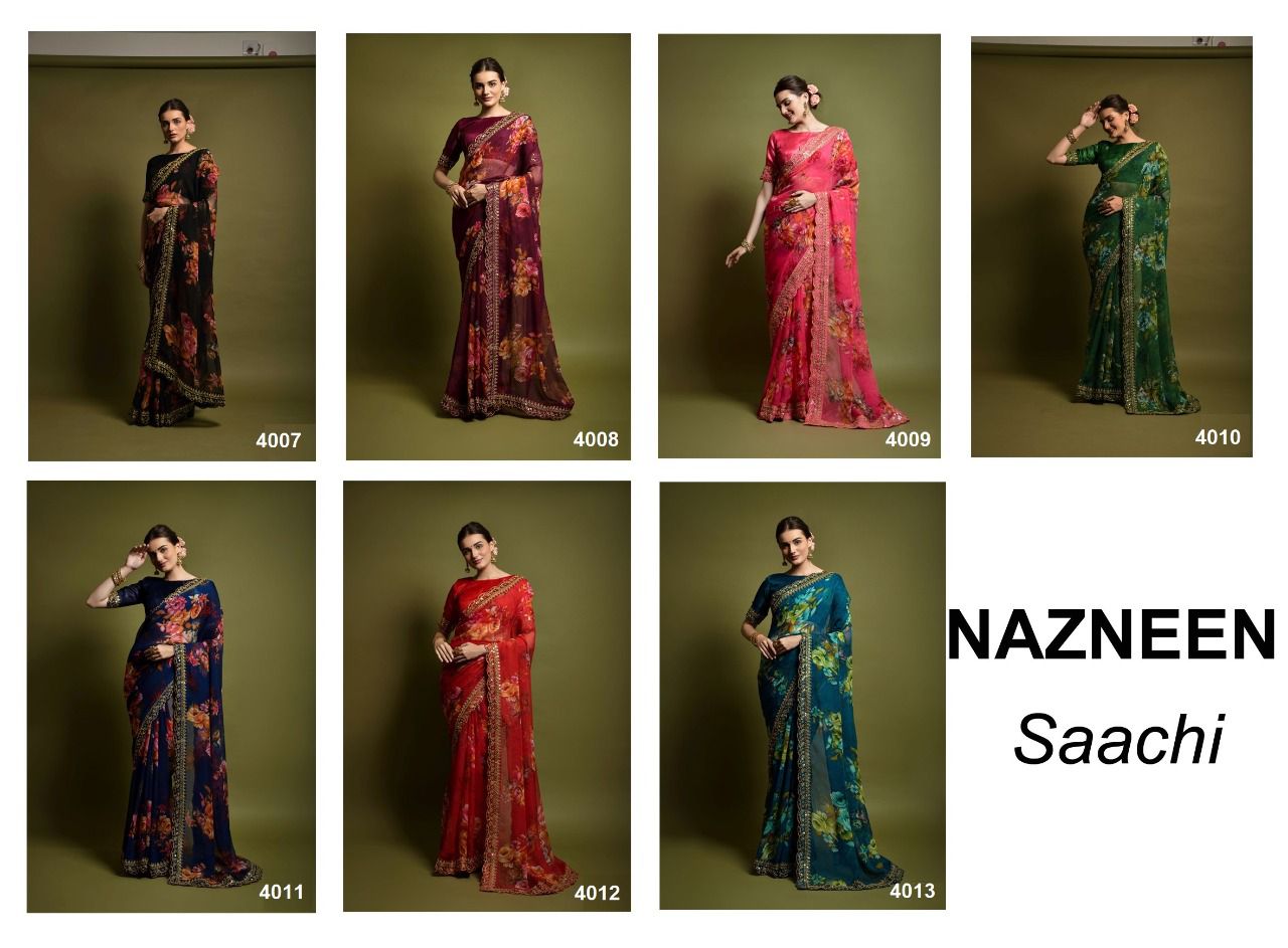 Nazneen Saachi 4007 Series New Fancy Party Wear Georgette Latest Saree Collection
